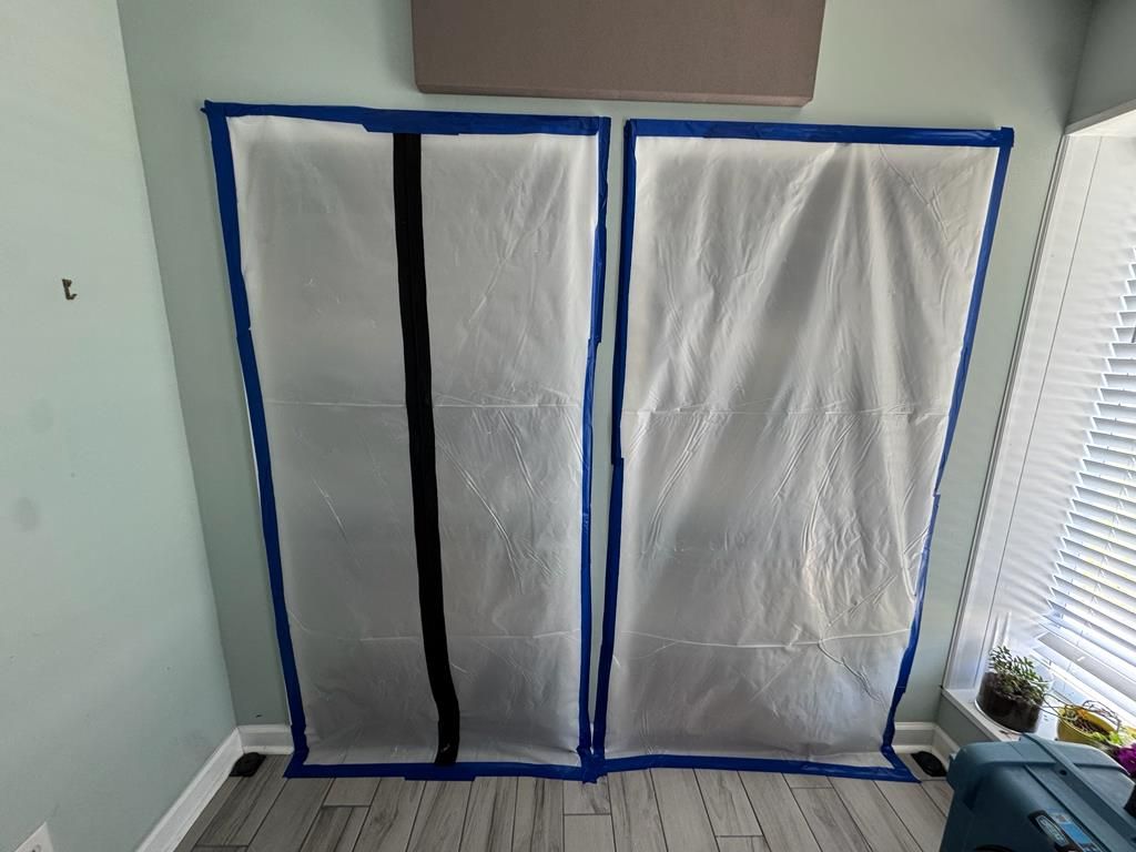 Plastic containment set up during restoration in Murrells Inlet, SC