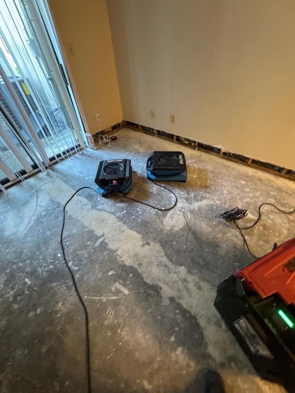 Drying equipment set up during sewage backup cleanup in Conway, SC