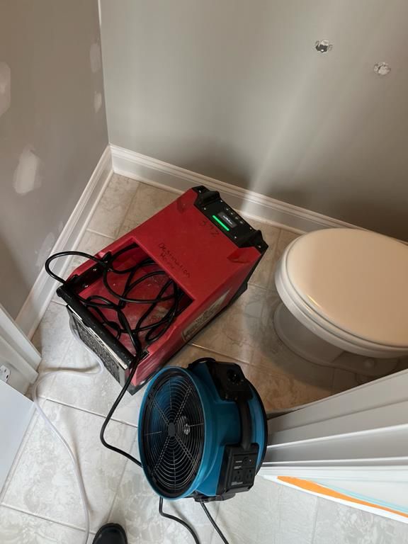 Drying equipment set up during water damage restoration in Little River, SC